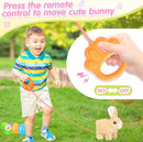 Plush Bunny Easter Toys for Kids,Interactive Bunny with Sounds,Can Walk,Wag Tail and Twitch Nose with Remote Control Leash,Easter Eggs with Pull Back Cars,Easter Birthday Gift for Toddlers by TinyTreasures Baby Boutique