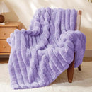 BEDELITE Faux Fur Throw Blanket for Couch, Soft and Cozy Luxurious 3D Striped Fluffy Blanket, 770GSM Thick Warm Plush Fuzzy Faux Rabbit Fur Blanket for Women Gift (Lavender, 60"x 80") by CozyNest Decor