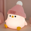 Penguin Silicone Night Light, Cute Pink Penguin Lamp with Knitted Hat, Soft Nursery Nightlight, USB Rechargeable/Dimmable,LED Squishy Novelty Animal Bedside Lamp,Funny Gifts for Kids/Girls by TinyTreasures Baby Boutique
