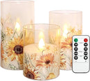 MELTONE Autumn Sunflower Flameless Candles Remote Real Wax Flickering Battery Operated Glass Candles - Home Party Bedroom Birthday Christmas Summer Fall Decorations by CozyNest Decor
