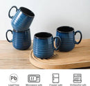 Hasense Small Coffee Mugs 8 oz, Ceramic Cappuccino Cups Set of 4, Espresso Mug with Handle for Latte, Tea, Milk and Mocha, Mini Cups for Gift, Dishwasher & Microwave Safe, Blue by CozyNest Decor