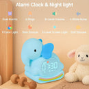 Alarm Clock for Kids with Night Light, Sleep Training Clock Time to Wake Clock, Rechargeable Silicone Light for Bedroom, Perfect Sleep Companion for Boys Girls，Blue Elephant by TinyTreasures Baby Boutique