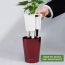 Dexceder 6x7 Self Watering Planter Indoor Outdoor, High Gloss Table Flower Plant Pot with Water Level Indicator (Wine Red) by GreenHaven Gardens