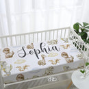 Personalized Baby Crib Bedding Set, 5-Piece Cute Dinosaur Baby Crib Sets with Custom Name, Toddler Double Layer Blanket Fitted Sheets Changing Pad Cover Rug Wall Art Set, Charming Nursery Decor by TinyTreasures Baby Boutique