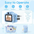 Kids Camera, Toys for Toddlers Age 3-8 Year Old Girl Christmas Birthday Gifts, Children Digital Camera with Cartoon Soft Silicone Cover and 32GB Card (Azure) by TinyTreasures Baby Boutique