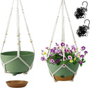 Hanging Planter Self Watering 10 Inch, 2 Pack Indoor Outdoor Hanging Baskets, Hanging Flower Pots with Drainage Hole & 2 Kinds of Plant Hangers for Garden Home Decor(Green)… by GreenHaven Gardens