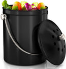 Utopia Kitchen Compost Bin for Kitchen Countertop, 1 Gallon Compost Bucket for Kitchen with Lid, Includes 1 Spare Charcoal Filter (Black) by GreenHaven Gardens