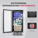 15'' Beverage Refrigerator Cooler - 126 Cans Under Counter Beverage Fridge with LED Light, Built-in Design, Wine Cooler for Home/Kitchen by CozyNest Decor