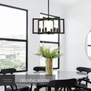 Modern Farmhouse Black Chandeliers for Dining Room, 6-Light Industrial Metal Chandeliers Geometric Pendant Lights Kitchen Island for Entryway Stairway Foyer Hallway