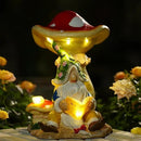 Upgraded Size Solar Garden Outdoor Statues Gnome Reading Under Mushroom with 5 LED Solar Figurine for Lawn,Patio,Balcony,Yard Decor Unique Housewarming Gift for Grandfather, Father,Grandma,Wen by GreenHaven Gardens