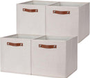HNZIGE Fabric Storage Cubes Set of 4,12 x 12 Storage Baskets,Cloth Storage Bins for Organizing with Handles,Closet Baskets for Organizing Home Nursery(Gream) by TinyTreasures Baby Boutique