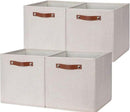 HNZIGE Fabric Storage Cubes Set of 4,12 x 12 Storage Baskets,Cloth Storage Bins for Organizing with Handles,Closet Baskets for Organizing Home Nursery(Gream) by CozyNest Decor