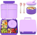 Bento Lunch Box with 8oz Soup Thermo, Kids Leakproof Lunch Food Containers with 4 Compartment, Kids Thermo Insulated Hot Food Jar for School, Trvael (Purple) by TinyTreasures Baby Boutique
