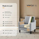 VINGLI Mid Century Modern Accent Chair, Light Grey Fabric Accent Chairs for Living Room Upholstered Armchair with Scooped Arms for Bedroom, Apartment, Studio, Office, Waiting Room by CozyNest Decor
