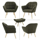 Modern Sherpa Accent Chair with Ottoman Set of 2, Fluffy Upholstered Lounge Chair with Footrest, Comfy Living Room Side Boucle Armchair for Small Space Bedroom, Green by CozyNest Decor