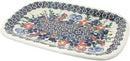 Blue Rose Polish Pottery Garden Butterfly Small Rectangular Serving Platter by CozyNest Decor