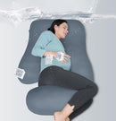 MOON PARK Pregnancy Pillows for Sleeping - U Shaped Full Body Maternity Pillow with Removable Cover - Support for Back, Legs, Belly, HIPS - 57 Inch - Grey - Cooling Cover by TinyTreasures Baby Boutique