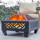 Breezz 26 Inch Wood Burning Fire Pit with Cooking Grill and Spark Screen, Outdoor Metal Firepit for Patio, Backyard, Bonfire Party, Camping and Garden by GreenHaven Gardens