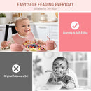 Baby Weaning Set - Silicone Toddler Feeding Set (10 Pcs) with Adjustable Bib, Suction Bowl, Plate, Fork, Spoon, Water & Snack Cup Kit - Baby Led Weaning Kit by TinyTreasures Baby Boutique