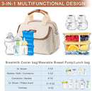 Breastmilk Cooler Bag with Ice Pack Fits 6 Baby Bottles up to 9 Ounce, Wearable Breast Pumps Cooler Bag for Nursing Mom Daycare, Work, Travel- Cream by TinyTreasures Baby Boutique