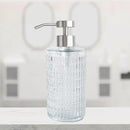 Lunestella Elegant Glass Hand Soap Dispenser with Stainless Steel Pump, for Bathroom and Kitchen, Rust Proof, 17oz (Silver) by CozyNest Decor
