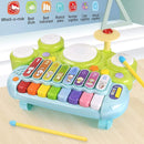 Fisca 3 in 1 Musical Instruments Toys, Electronic Piano Keyboard Xylophone Drum Set - Learning Toys with Lights for Baby & Toddler 1 2 3 Year Old Boys and Girls by TinyTreasures Baby Boutique