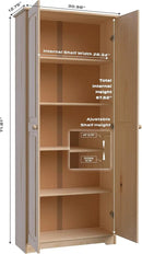 Pantry Cabinet Storage Cabinet with 2 Doors Solid Wood - Adjustable Shelves for Kitchen, Dining Room, or Utility Room Organization by CozyNest Decor