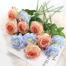 Pink Fake Roses Artificial Flowers - 10 Pcs Fake Artificial Roses Silk Flowers with Stems for Home Wedding Hotel Office Centerpiece Decor（Gradient Pink） by CozyNest Decor