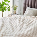 NEWCOSPLAY Faux Fur Queen Blanket Ivory Bubble Blanket Thick Warm Soft for Couch Sofa Bed 550GSM (Ivory, Queen(90"x90")) by CozyNest Decor