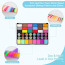 Pintada 42 Color Face Painting Kit for Kids +30g Black and White Face Paint - Non Toxic Water Based Face Paint Palette With Stencils, Brush, Gems. For Carnival, Halloween, Costume Makeup by TinyTreasures Baby Boutique