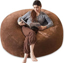 Bean Bag Chair 5Ft, Memory Foam Filled, Large Beanbag Chairs for Adults and Teens, Soft Sofa with Removable Flannel Cover, Round Couch for Living Room Bedroom College Dorm (Coffee, 5FT-60×60"×24") by CozyNest Decor