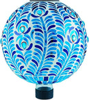 VOREEN Solar Gazing Ball, Mosaic Glass Gazing Globe with Solar Light, Waterproof Outdoor Yard Decoration Sphere for Homes, Patio, Lawn and Gardens, 10", Blue by GreenHaven Gardens