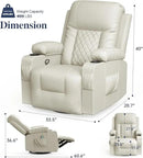 Recliner Chairs for Adults, Massage Rocker with Heated Modern Ergonomic Lounge 360 Degree Swivel Single Sofa Seat Living Room Lounge Recliners Ivory White by CozyNest Decor