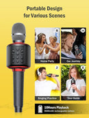 Wireless Bluetooth Karaoke Microphone, Built-in Loud Speaker for 10H Playback, Add Reverb/Duet Mode/Earbuds Monitoring, Portable Karaoke Machine for Entertainment & Singing Practice (Black&Red) by TinyTreasures Baby Boutique