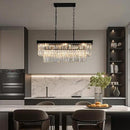 Black Crystal Chandeliers for Dining Room Light Fixtures Over Table，9-Lights Modern Rectangle Chandeliers for Kitchen Island Bar L28 Inch by CozyNest Decor