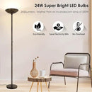 BoostArea Torchiere Floor Lamp Antique Bronze, 24W Super Bright LED Standing Lamp, 3000K Dimmable Pole Lamp with Rotary Switch, 70 Inch Tall Metal Modern Floor Lamps for Living Room/Bedroom/Office/Den by CozyNest Decor