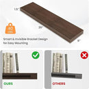 Floating Shelves for Wall, 36" W x 8" D x 1.5" H, Wooden Wall Mounted Display Shelves with Invisible Brackets for Living Room, Bedroom, Bathroom, Kitchen Decor and Storage, Set of 2, Walnut by CozyNest Decor