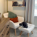 White Sherpa Accent Chair with Ottoman ，Modern Reading Chair with Ottoman Set, Comfy Fuzzy Armchair Living Room Chair Lounge Chair with Wood Legs for Small Spaces Bedroom Apartment by CozyNest Decor