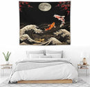 Houselerax Koi Fish Tapestry, Japanese Style Yin Yang Big Wave Cherry Blossom Tapestries Wall Hanging for Bedroom Living Room Office Decor 60"x50" by CozyNest Decor