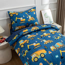 NTBED 4 Pieces Traffic Construction Toddler Bedding Set for Baby Boys,Truck Vehicles Excavator Cars Printed, Includes Comforter, Flat Sheet, Fitted Sheet and Pillowcase,Blue by TinyTreasures Baby Boutique