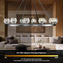 Black Wagon Wheel Chandelier, 48 Inch Black Chandeliers with Unique Glass Shade, 12-Light Crystal Large Wagon Wheel Chandeliers for Dining Room, High Ceiling Round Chandelier for Living Room, Foyer by CozyNest Decor