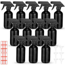 Norme 12 Pcs 8 oz Glass Spray Bottles with Funnels and Labels Refillable Cosmetic Empty Spray Bottles with Sprayer Containers for Essential Oil Cleaning Solutions(Black,Classic) by GreenHaven Gardens