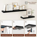 Black Floating Shelves for Wall 24 Inches Long, 12" Deep Wall Shelves 2" Thick, Heavy Duty Shelf for Bedroom, Bathroom, Living Room, Kitchen, Office, Home Decor, Modern Shelf Set of 2, 24" X 12" X 2" by CozyNest Decor