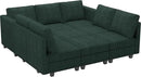 Belffin Corduroy Modular Sectional Sofa 9 Seat Convertible Sectional Sleeper Sofa Bed with Storage Ottomans Modular Sectional Couch Bed for Living Room Green by CozyNest Decor