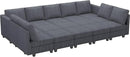 Belffin Large 15 Seat Modular Sectional Sofa with Storage Seat Corduroy Sleeper Sectional Sofa Bed Oversized Convertible Modular Couch for Living Room Dark Grey by CozyNest Decor