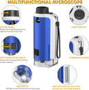 Portable Handheld Mini Microscope for Kids, 100x-250x Zoom with LED Lights, Alloy Pocket Microscope for Boys & Girls, Educational Science Kit (Blue) by TinyTreasures Baby Boutique