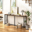 SUPERJARE 70 Inch Console Table with Outlets and USB-C Port, Extra Long Behind Couch Sofa Table with X-Shaped Design, Narrow for Entryway, Living Room, Metal Frame, Wooden Top, Rustic Brown by CozyNest Decor