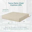 Codi Outdoor Cushions for Patio Furniture 24x24 Inch, Waterproof Chair Seat Cushion with Handles & Adjustable Straps, Fade Resistant - Set of 2, Beige by GreenHaven Gardens