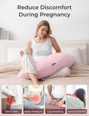 Momcozy Body Pillow for Pregnancy, J Shaped Pregnancy Pillows for Side Sleeping, Soft Maternity Pillow with Jersey Cotton Cover for Head Neck Belly Support, Pink by TinyTreasures Baby Boutique
