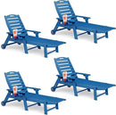 Lounge Chair Outdoor Set of 4 with Wheels, Adjustable 6-Position Chaise Lounge Outdoor, Patio Lounge Chair for Poolside Backyard, Navy Blue by GreenHaven Gardens